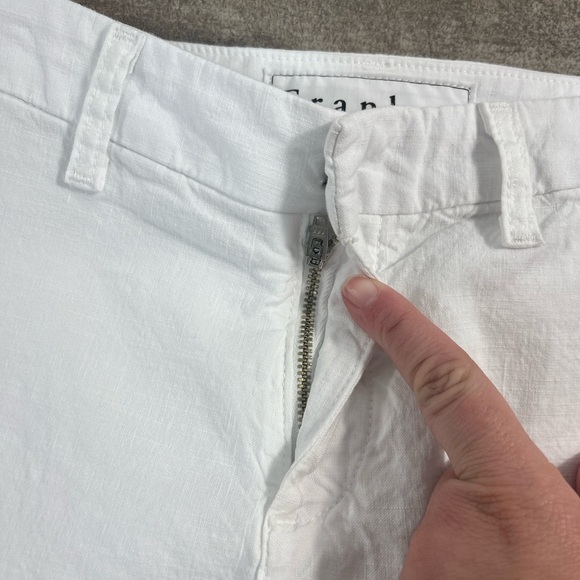 Frank and Eileen White Kinsale Cropped Pants w/ Raw Hem Cotton and Flax … - Picture 5 of 14